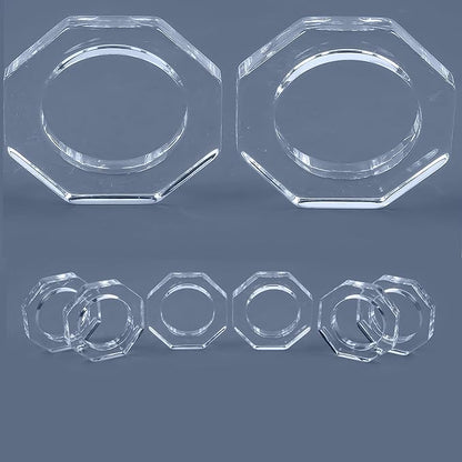 Acrylic Napkin Rings Set of 12 - Octagon Transparent Design for Christmas, Thanksgiving, Holiday Table Decor - Durable Crystal Napkin Holders for Dinner Parties & Everyday Use (Opaque)- CLEENTABLE