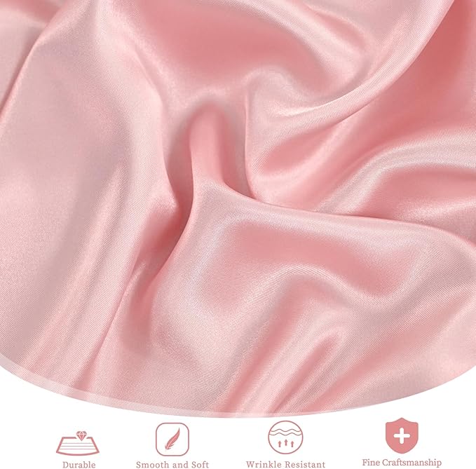 12 Pack 120 Inch Rose Gold Satin Tablecloth - Premium Bright Silky Round Tablecloth Overlay Smooth Fabric Table Cover, Table Decoration for Wedding Party Banquet Events Restaurant Kitchen Dining