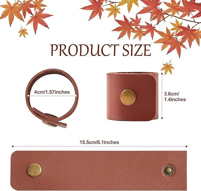 APTWOW Leather Napkin Rings Set of 12 - Fall Thanksgiving Napkin Rings Bulk, Brown Vintage Farmhouse Napkin Holder for Wedding Party Birthday Banquet Table Decor and Daily Use