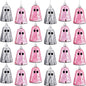24 Pcs Halloween Disco Ghosts Decor Halloween Ornament Silver Mirror Disco Skeleton Tabletop Centerpiece for Holiday Cosplay Home Props Gift Party Decorations (Pink)