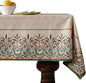 patdrea Designer French Light Brown Rectangle Table Cloth,Linen Floral Durable Breathable Tablecloth,Decorative for Kitchen Dining,Parties,Tea Party,Christmas,Thanksgiving,55"x79"-Cudillero