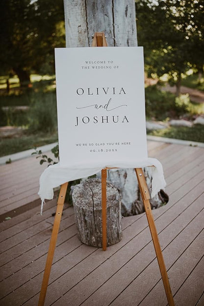 Welcome Wedding Signs, Elegant Wedding Sign Decorations Signage 12" X 18" (Small), 27" (Medium), 36" (Large), Plastic, Modern, Pole Mount, Weather