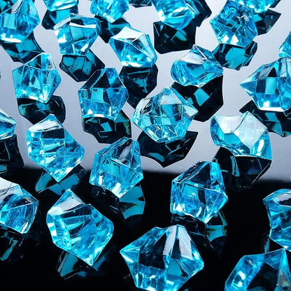 Babenest Acrylic Crushed Ice Rocks, 150 PCS Fake Crystals Plastic Ice Cubes Diamonds Gems for Vase Fillers, Home Decoration, Table Scatter, Event, Wedding, Arts & Crafts (Baby Blue)