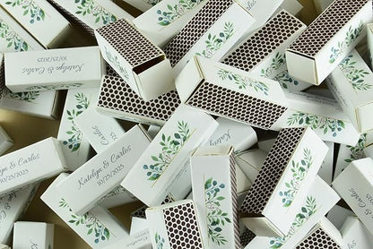 Custom Matchboxes - Set of 10 - Personalized - 2" Inch Long - Colorful Matchsticks - Weddings – Wedding Favor - Matchboxes, Custom Matchbox (2" Matchsticks, Wedding Design #5)