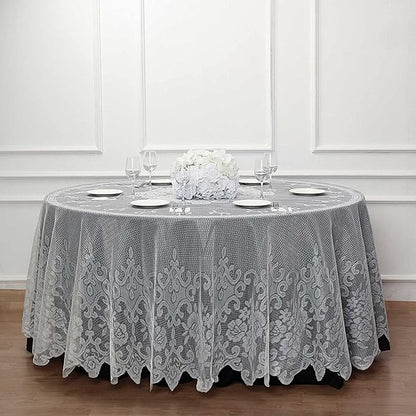 Tableclothsfactory 120" Ivory Premium Lace Round Tablecloth for Banquet Party Wedding Event Home Decor