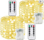 2 Pack 100LED Battery Operated Fairy Lights with Remote, 8 Modes LED String Lights with Timer, Dimmable, Memory Function, Waterproof Twinkle Lights for Outdoor Indoor Christmas Decor(Warm White)