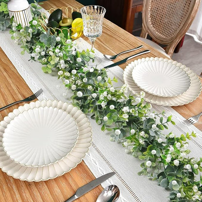 SOMYTING Artificial Eucalyptus Garland 4 Packs 6Ft Faux Eucalyptus Garlands Eucalyptus Leaves Table Greenery Garland Wreath Vines Artificial Vine Plants for Wedding Backdrop Arch Table Party Decor