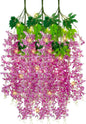 12 Pack Purple Red Wisteria Hanging Flowers Garland with Lights, 3.44 Feet Artificial Flower Vines, Fake Wisteria, Artificial Vines Hanging Garland for Backdrop Outdoor Patio Garden Decor