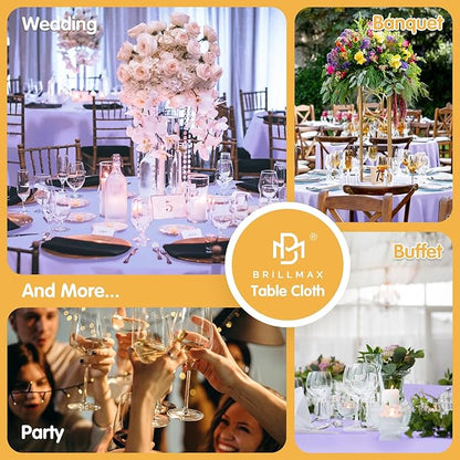 BRILLMAX 6 Pack Lavender 70 Inch Round Tablecloths Fit 30" to 54" Tables (8-20" Drop) - Circle Bulk Linen Polyester Fabric Washable Cloth Cover for Wedding Reception Banquet Birthday Party Buffet
