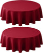 Biscaynebay 2 Pack Textured Fabric Round Tablecloths 60", Red Water Resistant Tableclothes Small Circle Folding Table Covers Linen for Dining, Kitchen, Wedding, Parties etc Machine Washable