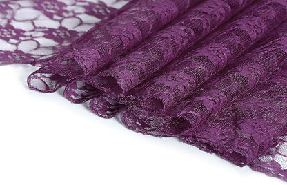 MDS Pack of 10 Wedding 12 x 108 inches Lace Table Runner for Wedding, Decorations for Birthday Parties, Banquets, Graduations, Engagements, and Runners fit Rectangle, Round Table- Plum