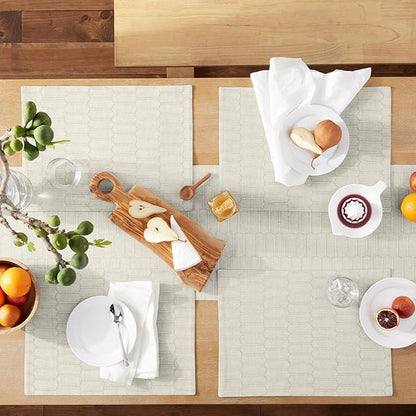 Martha Stewart Honeycomb Modern Farmhouse Reversible Table Runner, Natural, 15"x72"