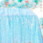 Glitter Blue Tablecloth 50x80 Inch Iridescent for Anniversary Birthday Baptism Mermaid Ocean Theme