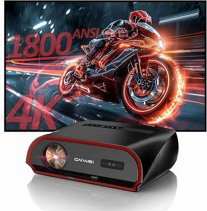 Ultra Bright 1800ANSI Lumens Smart Projector, NFC Casting Wireless, WiFi 6, 4K-Decoding HDR10+, Android TV, Two-Way Bluetooth, DSP Stereo, Daylight Home Theater/ Low Latency Gaming/ Backyard Movie