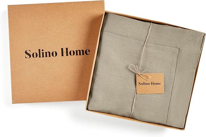 Solino Home Linen Tablecloth 60 x 90 Inch - 100% Pure Linen Vintage Khaki Table Cloth for Rectangle Tables - Fete, Machine Washable Tablecloth for Fall, Autumn, Thanksgiving