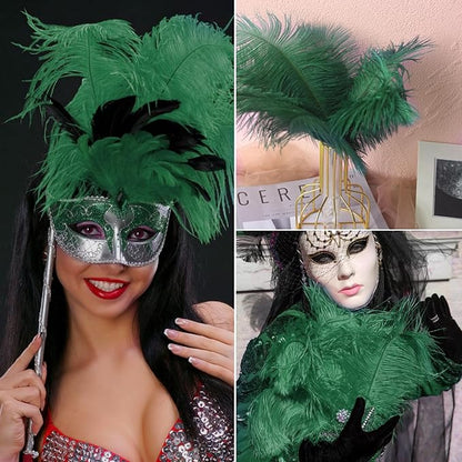 NEWONG 30pcs Blackish Green Ostrich Feathers Natural Bulk 9-12inch(23-30cm) Vase Craft Wedding Home Party Centerpieces Christmas Day Decoration