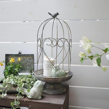 Rustic Farmhouse Metal Planter Holder Vintage Birdcage Candle Holder Distressed Deractive Flower Stand for Wedding Decor Party Centerpieces Garden Home Patio Outdoor Indoor Decor