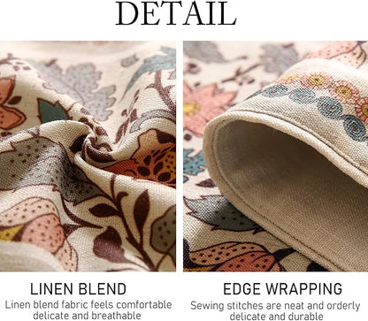 ISAENNE Designer Bohemian Linen Table Runner 87 Inches Long,Elegant Lotus Flowers Pattern Decor Table Runners for Dining Tables,Thanksgiving,Kitchen Tables,Christmas,12"*87"-Hazel A