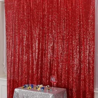 Poise3EHome 6FT x 8FT Sequin Photography Backdrop Curtain for Party Decoration, Red