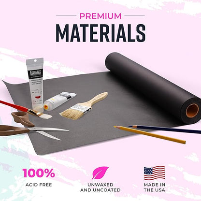 Bryco Goods Black Kraft Paper Roll - 18 Inch x 100 Feet - Ideal for Packing, Shipping, Arts & Crafts, Poster, Bulletin Board, Decorations, Bouquet, Gift Wrapping - Made in The USA