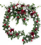 Ling's moment 9FT Eucalyptus and Willow Leaf Garland with White Flower, Handcrafted Wedding Sweetheart Table Centerpieces Head Table Decor Arch Backdrop Decorations for Wedding | Red & White