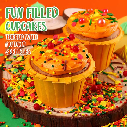 Thanksgiving Autumn Fall sprinkles for cake decorating 7 ounces, Cake Confetti Sprinkles, Cookie Cupcake Toppers Ice Cream Donut Jimmies Quins Decorations