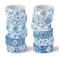 Whaline 12 Rolls Blue Floral Washi Tape Chinoiserie Flower Washi Tape Vintage Masking Decorative Gift Wrapping Paper Tape for DIY Craft Scrapbook Envelope Party Favor Supplies