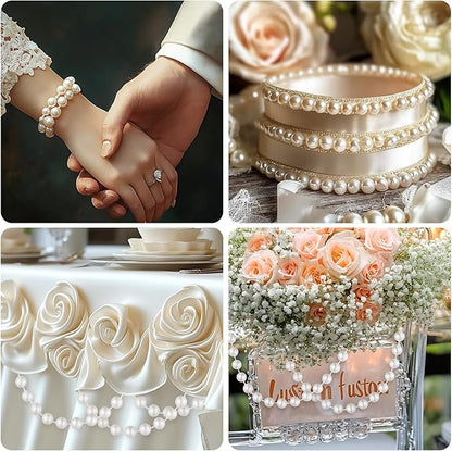 33 Feet Faux Pearl Beads Garland 10mm Craft String Pearls for Wedding Centerpiece Christmas Tree and Flowers Decoration DIY(White)
