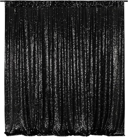 Poise3EHome Black Sequin Backdrop, 20Ft x 10Ft Glitter Photography Background Curtains for Halloween Party Wedding Birthday Christmas Thanksgiving Decoration