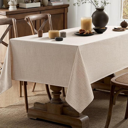 MIULEE Ivory Linen Tablecloth 60x84 Inch Rectangle Table Cloth Waterproof,Stain Resistant & Wrinkle Resistant for Dining Party Wedding