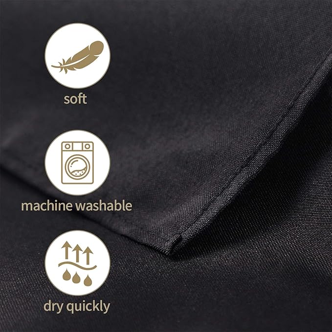 Ascoza 2pack 90x132 Inch Black Rectangular Tablecloth 8 Feet Table Cloth in Polyester Fabric for Wedding/Banquet/Restaurant/Parties