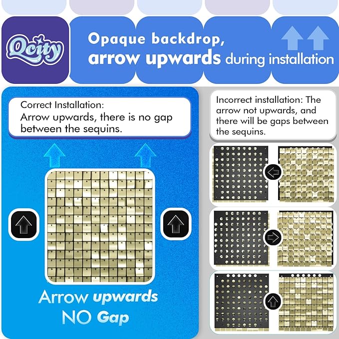 Qcity Matte White Sequin Wall Backdrop 36PCS, Black Back Not See-Through Design, Square Sequin Glitter Backdrop Panel, Perfect for Outdoor Events, Birthdays, Wedding and Party Decoration