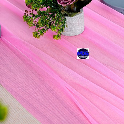MDS Halloween Chiffon Table Runner - 10 Pack, 29 x 170 Inches, 14ft Each - Sheer Spooky Table Runners for Haunted House Parties, Trick-or-Treat Tables, Witchy Décor, Wedding & Events - Bubblegum Pink