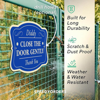 Custom Decorative Outdoor Metal Signs, Personalized Aluminum Signs, Customized Driveway Signs, Waterproof Signs Made In USA, Design 3 Blue Steel 14x10 In