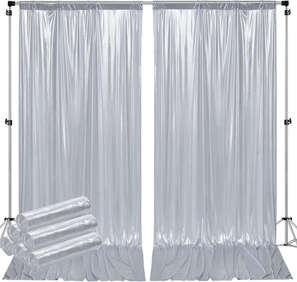 30ftx10ft Silver Sequin Backdrop Curtain for Parties, Wrinkle Free Glitter Photo Backdrop Drapes 6 Panels 5x10FT Back Drop Cloth Shimmer Fabric for Wedding Birthday Photography Background