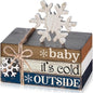 4 Pcs Winter Christmas Decor Winter Table Decorations Christmas Tiered Tray Decor Centerpiece Decorations Indoor Rustic Wooden Snowflake Block Sign Gift Farmhouse for Home Kitchen Shelf