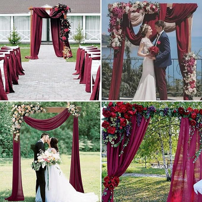 6 Panels Burgundy Wedding Arch Drapery 28" x20Ft Wedding Arch Draping Fabric Chiffon Fabric Drape Sheer Backdrop Curtain for Weddings Party Swag Ceremony Birthday Arbor Drapery Reception Ceiling Décor