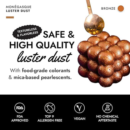 MONÉGASQUE Bronze Edible Glitter for Drinks 7g – Copper Edible Glitter for Cakes & Cocktails – Luster Dust for Drinks, Cocktail, & Chocolate – Drink Shimmering Bronze – Halloween Cake Decorations