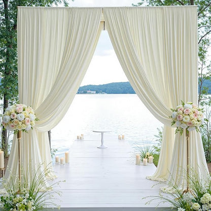 20×12ft Wrinkle Free Ivory Backdrop Curtain for Wedding Parties, 4 Panels 5×12ft Long Soft Silky Polyester Backdrop Drapes Cream Photo Back Drop Curtains for Party Photography Background Cloth