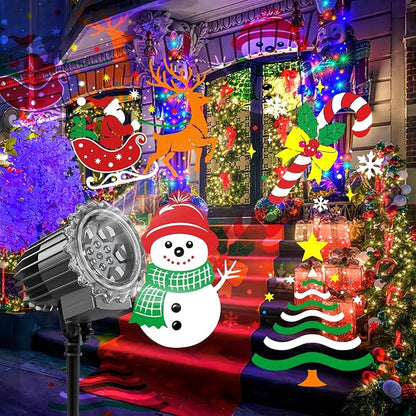 Christmas Projection Lights Outdoor - LED Holiday Projector Lights with Auto Timer and Waterproof Design for Indoor Outdoor Yard, Patio, Garden, Party Decor