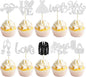 Ephlyn 30Pcs Bride to be Cupcake Toppers Glitter Diamond Ring Love I Do Cupcake Picks for Miss to Mrs Bridal Shower Wedding Engagement Bachelorette Cupcake Decorations Party Supplies Silver