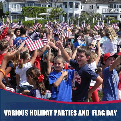 Super Tough Small American Stick Flags 4’’x6’’ - No Tip | Cotton Outdoor Flag on 10’’ Wooden Stick | Hand Held Flags Patriotic Decor for Various Holiday Parties and National Flag Day | 500 Pack