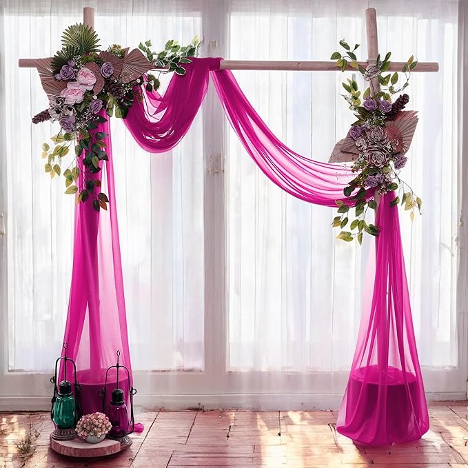 MDS Halloween Chiffon Draping Fabric - 1 Panel, 30" Wide x 40ft Long - Sheer Spooky Arbor & Canopy Drapery for Haunted House Backdrops, Party Ceilings, DIY Costumes & Themed Events - Magenta