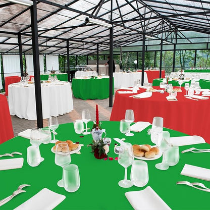 24 Pack Christmas Round Disposable Tablecloth, Red White Green Circle Plastic Tablecloth Bulk, Italy Theme Table Covers for Christmas Family Gathering Dining Banquet Italian Party Decoration,84inch