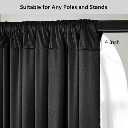 30ft x 15ft Black Wrinkle Free Backdrop Curtain for Parties, Silky Polyester Fabric Wedding Ceiling Drapes, 6 Panels 15ft Photo Back Drop Drapes for Baby Shower Photography Stage Background Cloth