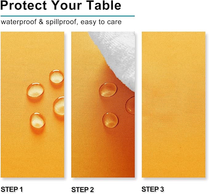 Hiasan Orange Yellow Rectangle Tablecloth - Waterproof Washable Fabric Table Cloth for Dining Party and Outdoor Use, 54 x 80 Inch