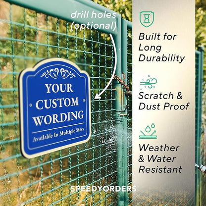 Blue Steel 12x12 Personalized Custom Aluminum Decorative Waterproof Driveway Sign