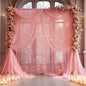20×10ft Dusty Rose Tulle Backdrop Curtain with Lights String for Parties, Sheer Curtain Backdrop Drapes for Wedding Party Home Decorations