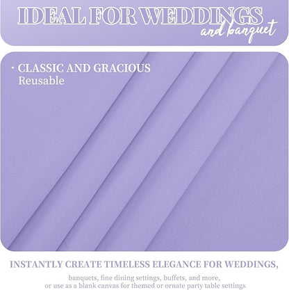 fani 12 Pack 60 x 126 Inch Rectangle Tablecloth Lavender Polyester Tablecloth for 8 Ft Rectangle Tables, Washable Fabric Table Cloth for Wedding Dining Table Buffet Parties Camping