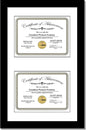 Creative Picture Frames 14X20Bk-W Black Vertical Double Diploma Frame With 2 Opening White Matting | Holds 2-8X10-Inch Documents With Installed Wall Hanger